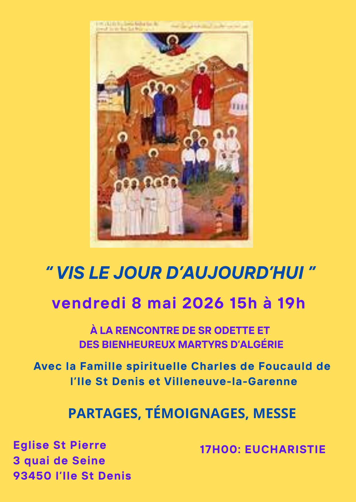 Le vendredi 8 mai 2026 à l'Eglise St Pierre de l'Ile-Saint-Denis, de 15h à 19h.